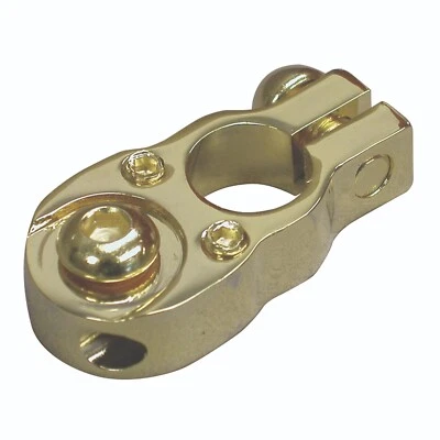 24K Gold Plated Brass Universal Top Post 5/16" Battery Terminal & (2) 8 AWG Aux - Image 1 of 3