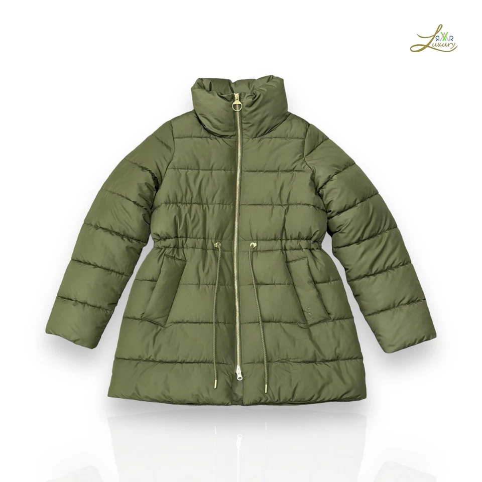 Barbour Manning Puffer Ladies Jacket – Olive Green, Size UK 10 - Image 1 of 4