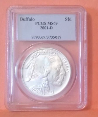 2001-D Buffalo Commemorative Silver Dollar (PCGS MS69) - Image 1 of 2