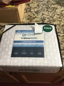 Whisper by Therapedic White 4 Piece Sheet Set-Moisture Wicking Cooling King New - Picture 1 of 5