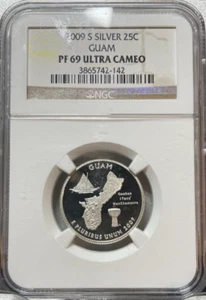 2009 S U.S. Guam Silver Quarter 25C NGC PF 69 Ultra Cameo - Picture 1 of 2