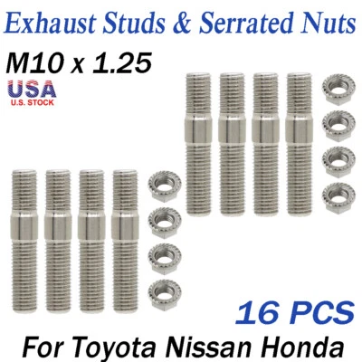 Kit de pernos de escape y tuerca dentada de 8x10 mm M10x1,25 para Toyota Nissan Foto 1 de 4