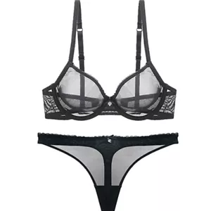 Unpadded Womens Bras Set Sexy Lingerie See Through Brassiere Lace Bralette Suit - Picture 1 of 15