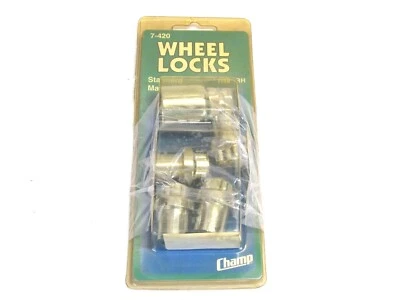 NOS! (4) CHAMP CHROME STANDARD MAG WHEEL LOCKS LUG NUTS, 7/16" RH, No. 7-420 - Image 1 of 3