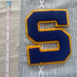 Vintage Letterman Chenille Patch Letter S Varsity University Blue Yellow - Picture 1 of 4