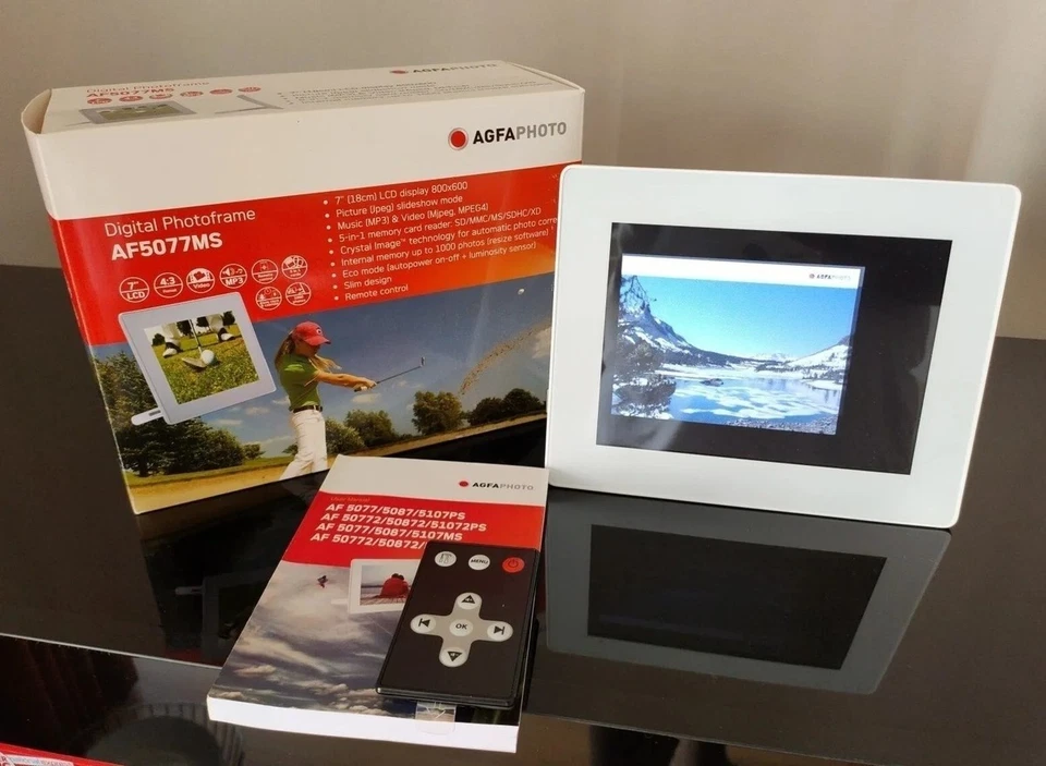 AgfaPhoto AF5077MS 7" LCD Digital Picture Frame – USB/SD – Crystal Image Display - Image 1 of 1