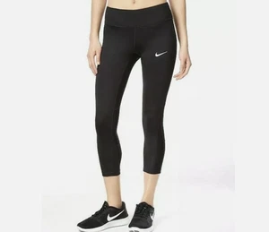 NIKE DRI-FIT POWER RACER CROP LEGGINGS TIGHT FIT WOMENS CD8214 010 BLACK SMALL - Picture 1 of 10