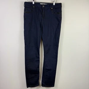 New London women's jeans blue straight leg mid rise beaded stretch Size 32 - Picture 1 of 14