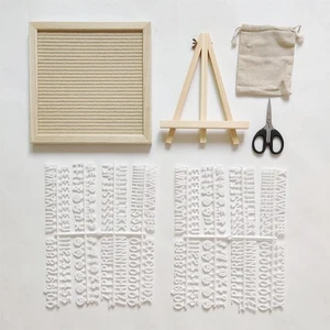 Felt Letter Board with Letters, Numbers & Symbols Rustic with Stand for - Picture 1 of 35
