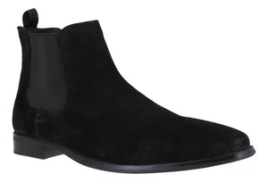 Thomas Crick Addison Mens Black Suede Classic Leather Dealer Chelsea Ankle Boots - Picture 1 of 3