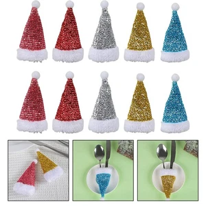 Bolsas para cubiertos de Navidad 10 piezas cuchillos tenedores bolsas con forma de sombrero de Santa - Imagen 1 de 12