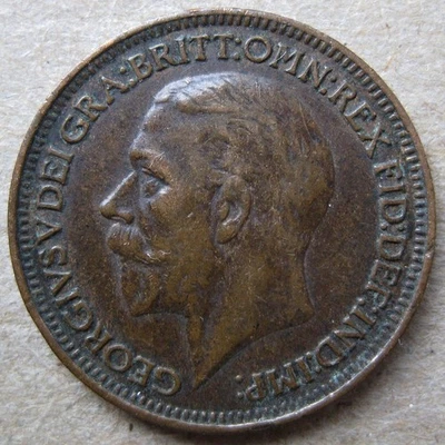 GRAN BRETAÑA 1928 REY GEORGE V BRONCE MONEDA DE UN CENTAVO (KM# 825) Foto 1 de 2