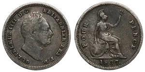 Great Britain 1837 Groat / Fourpence William IV Britannia S-3837 Silver Coin - Picture 1 of 3