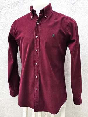 Ralph Lauren Corduroy Shirt Size M Custom Fit Top Burgundy Red Xmas Party - Image 1 of 4