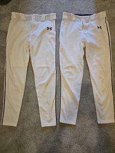 Under Armour Piped YOUTH Large Baseball Pants with Black Piping. Lot of 2 - Picture 1 of 8