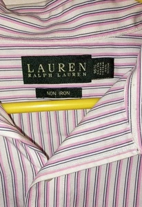 LRL Ralph Lauren Mens 16 Cotton Dress Shirt Non-Iron Pink Striped - Picture 1 of 4