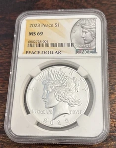 2023 $1 Peace Silver Dollar NGC MS69 - Picture 1 of 2