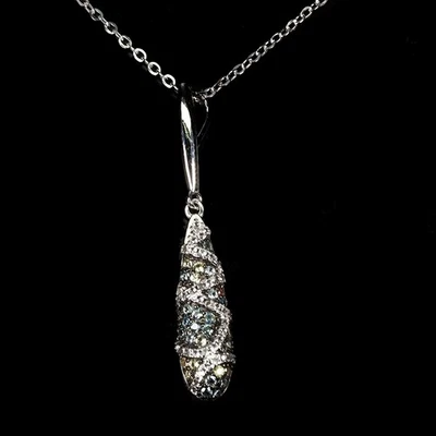925 Sterling Silver Necklace Sapphire Round Diamond Cut Topaz Gemstone 18inches - Image 1 of 4