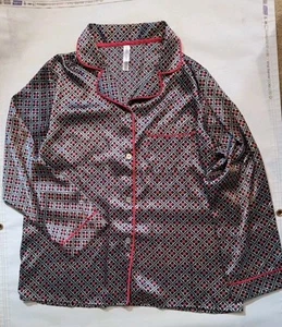 Gilligan & O’Malley Black Satin dorm Nightshirt with Red Trim women’s LG - Picture 1 of 9
