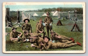 Refreshments Soldiers Eating Snacks Drinking OLD VTG WB DB c1918 Postcard - Picture 1 of 4
