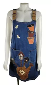 Vintage Haiks Hummel Blumentopf Land Denim blau Pullover Kleid Gr. Medium - Bild 1 von 4