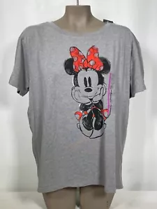 Disney Minnie Mouse Round Neck Gray Graphic T-Shirt Women's XXL NWT - Picture 1 of 9