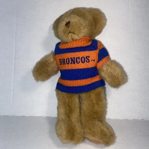 Vintage Denver Broncos Russ Berrie 10” Teddy Bear w/ Sweater Cover