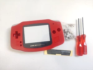 Gameboy Advance Shell Housing Transparent Game Boy IPS Ready Trim Solid Red - Picture 1 of 3