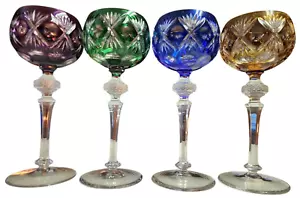 SET OF 4 VINTAGE NACHTMANN BLEIKRISTALL CUT TO CLEAR WINE/CORDIAL GLASSES - Picture 1 of 18