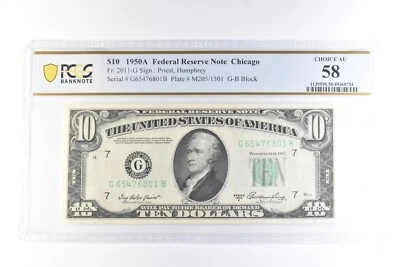 1950 A $10 Chicago IL FRN Fr#2011-G Choice AU 58 PCGS *6067 - Image 1 of 3