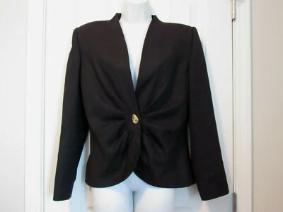 PORSHA By Winer ~ Elegante Chaqueta Blazer de Noche Negra ~ Botón Dorado ~ 9/10 EE. UU. USADA EN EXCELENTE ESTADO Foto 1 de 4