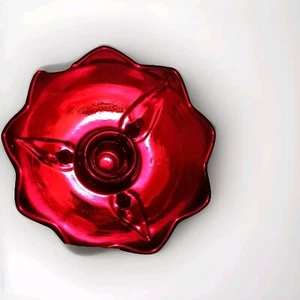 (3) Lot - Vtg Fenton Ruby Red Amberina Lotus Flower Shape 3-footed Candle Holder - Picture 1 of 23