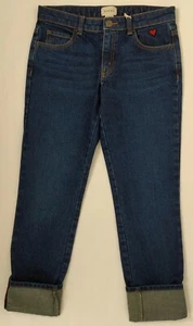 Gucci Girl Dark Blue Heart Embroidered Pocket Denim Jeans 12 Wmn XS to S 457165 - Picture 1 of 5