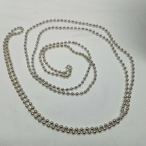 Catena maglia perline metalliche tono argento 70" - Foto 1 di 5