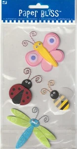 Vintage Paper Bliss FUN BUGS Garden Theme 3-D stickers 92319 Fast FREE Ship! - Picture 1 of 1
