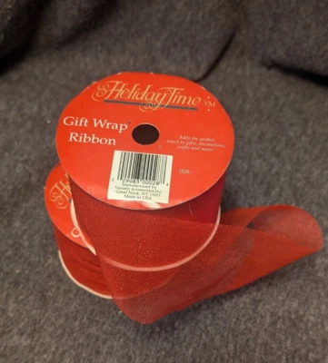 2 carretéis Natal feriado vermelho transparente presente envoltório fita 18 pés x 2-7/8" de largura - Imagem 1 de 4