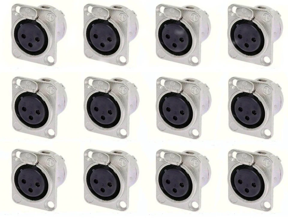 (PAQUETE DE 12) NEUTRIK NC3FD-L-1 3 PINES XLR hembra tipo D montaje en panel - níquel Foto 1 de 1