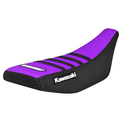 Funda de asiento Kawasaki KX 60 1982-2002 NEGRO/PÚRPURA/NEGRO costillas #115 LOGO Foto 1 de 4