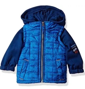 iXtreme Baby Boys Infant Tonal Print Vest W/Fleece Hood & Sleeve - Royal - 18M - Picture 1 of 1