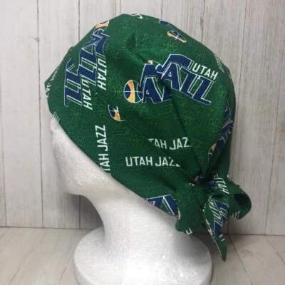 Utah Jazz Pixie Tie-Back Surgical Scrub Cap for Women, Doctor/Nurse/Medical  - Image 1 of 2