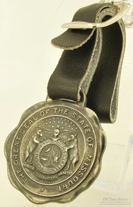 Vintage State of Missouri schwarzes Lederarmband Taschenuhr Anhänger - Bild 1 von 5
