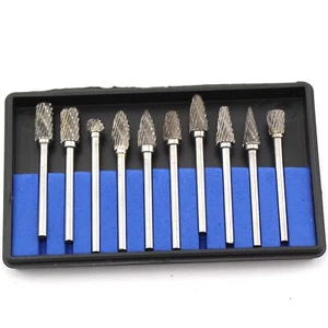 10pcs Rotary Burr Set 1/8 Inch Shank Cut Carbide Tungsten Steel Cutting Burs Set - Picture 1 of 11