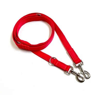 Police Style Dog Training Lead 8ft 11ft Obedience Leash 20mm Cushion Webbing Red - Image 1 of 3