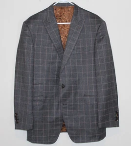 Liles Bespoke Adrian Jules Wool Windowpane 2 Pc Suit Peak Lapel USA 44 R 37-31 - Picture 1 of 18