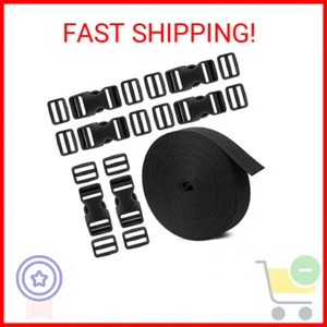 Buckle Straps 1 Inch, Webbing Straps Polypropylene 11 Yards, 6 PCS Adjustable Si - Picture 1 of 2