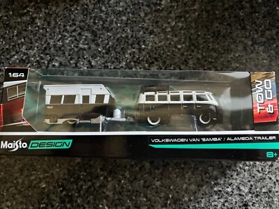 Maisto Design Tow & Go Volkswagen Van Samba & Alameda Trailer 1:64 Scale - Image 1 of 3