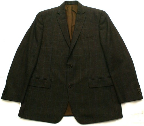 Giacca cappotto sportivo Michael Kors blazer a quadri uomo 44L marrone scuro blu finestra