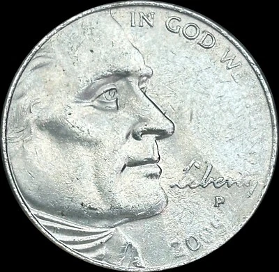 Grease Strike Thru Error - 2005 Ocean In View Jefferson Nickel - Struck Through - Image 1 of 2
