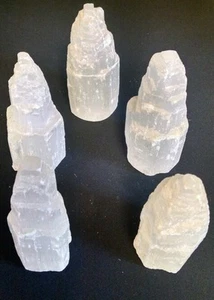 Torre de cristal de yeso de selenita de 1 6" rascacielos castillo formación mineral curación - Imagen 1 de 3