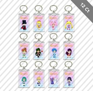 12 Sailor Moon Pretty Guardians Keychain for Kid Birthday Party Favor Gift Bag